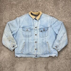 Vintage 90s Lee Blanket Lined Corduroy Collar Denim Trucker Jacket XL